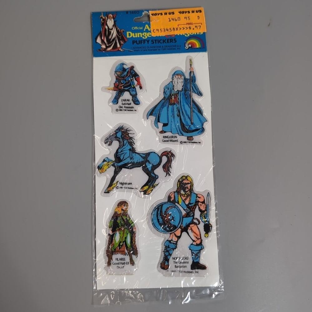 Vintage 1983 Puffy Stickers LJN Advanced Dungeons & Dragons NOS TSR